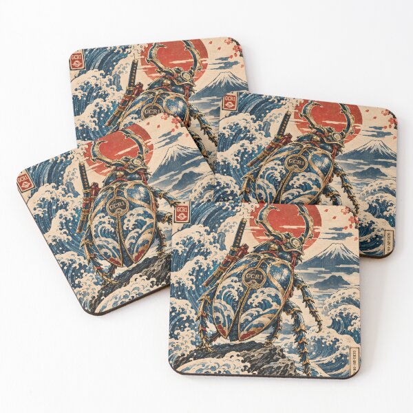 Item preview, GCR1 Wavebound Samurai Scarab – Japanese Ukiyo-e Beetle Art designed and sold by GCR1.