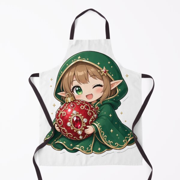 Item preview, Chibi Winter Elf Girl Holding Jeweled Ornament designed and sold by Moonlit Tower Art.