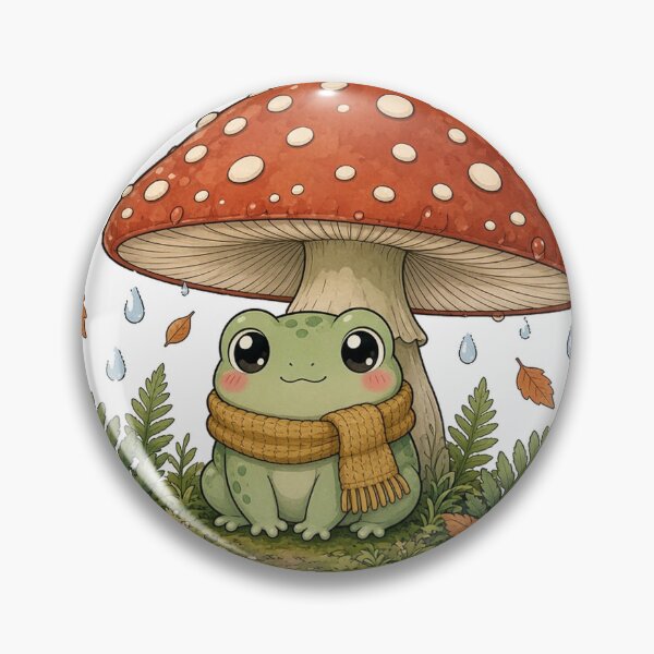 Item preview, Cozy Frog Sheltering Under Mushroom Umbrella designed and sold by Moonlit Tower Art.