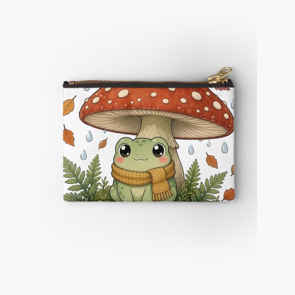Item preview, Cozy Frog Sheltering Under Mushroom Umbrella designed and sold by Moonlit Tower Art.