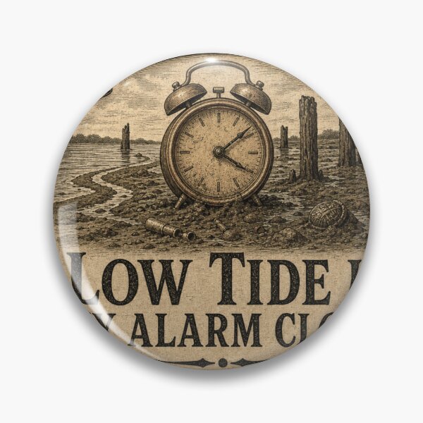 Item preview, Low Tide Is My Alarm Clock Mudlarking Badge designed and sold by BoosterShop.