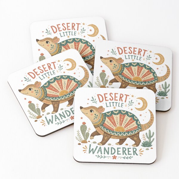 Item preview, Cute Armadillo Boho Southwestern Wildlife Desert Little Wanderer Quote Art designed and sold by inkoutninja.