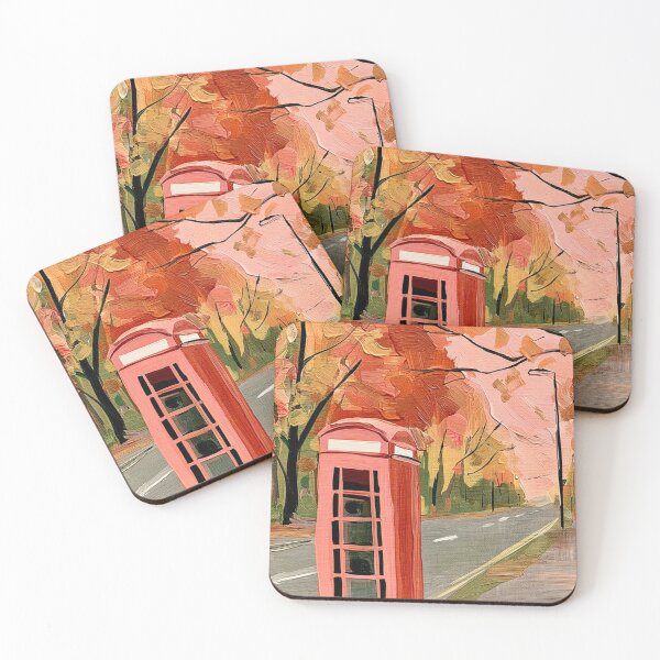 Item preview, Explore Britain's Autumn Charm Red Telephone Booth and Fall Landscape Art designed and sold by OlfactoART Studio.