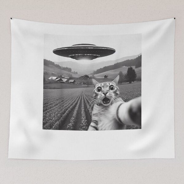 Item preview, Cat Selfie with Alien UFO Funny Cat Gifts for Men Women Kid designed and sold by cretegracieuk.