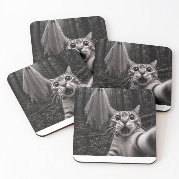 Item preview, Cat Selfie with Ghost Funny Halloween Shirts Men Women Kids designed and sold by cretegracieuk.