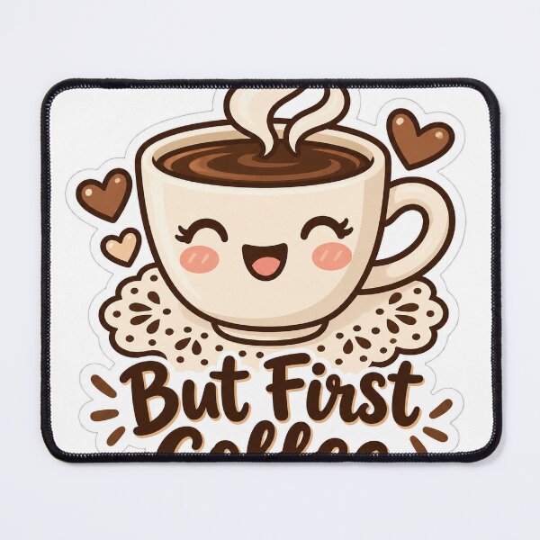 Item preview, But First Coffee Cute Kawaii Coffee Cup Sticker designed and sold by Varaprasad43.