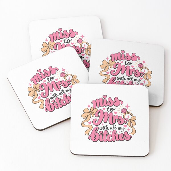 Item preview, Miss To Mrs Bitches Pink Bow Bridal Typography designed and sold by FemmePod.