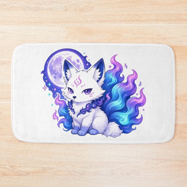 Item preview, Mystic Spirit Fox with Blue Flame Tails designed and sold by Moonlit Tower Art.
