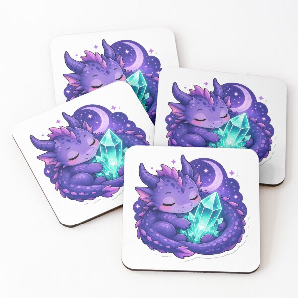 Item preview, Sleepy Baby Dragon Hugging Glowing Crystal designed and sold by Moonlit Tower Art.