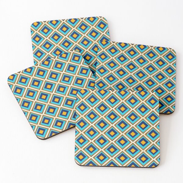Item preview, Cyan, Indigo and Mustard Gold Geometric Diamond Pattern designed and sold by Dream Bloom Gallery.