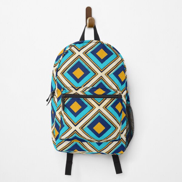 Item preview, Cyan, Indigo and Mustard Gold Geometric Diamond Pattern designed and sold by Dream Bloom Gallery.