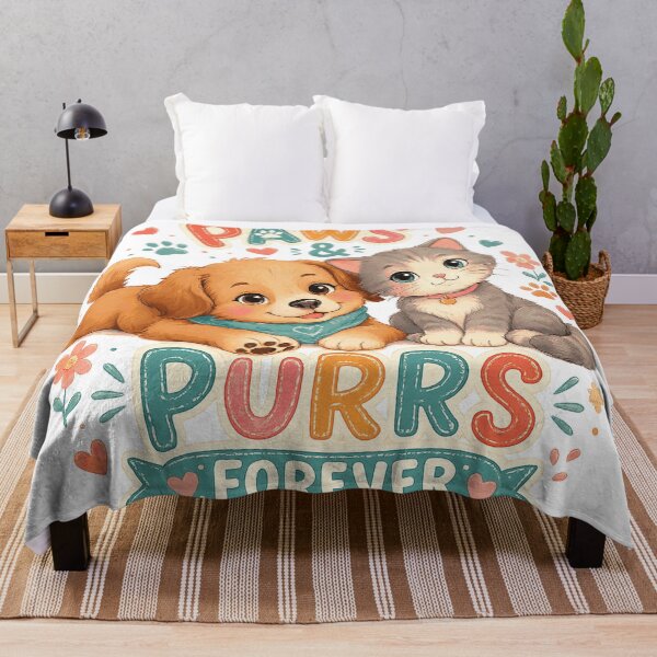 Item preview, Cute Puppy and Kitten Paws and Purrs Forever Pet Lovers Friendship Art designed and sold by inkoutninja.