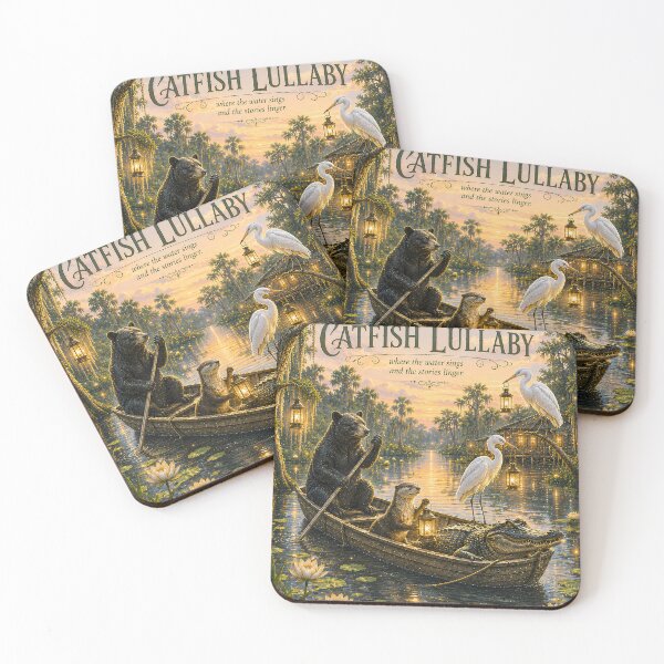 Item preview, Catfish Lullaby Florida Swamp Storybook Wildlife Art Print-Upscaled Version designed and sold by Novel Works Studio.
