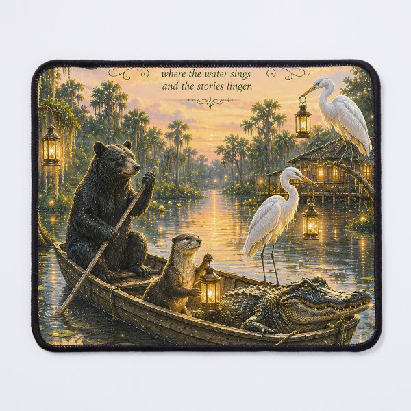 Item preview, Catfish Lullaby Florida Swamp Storybook Wildlife Art Print-Upscaled Version designed and sold by Novel Works Studio.