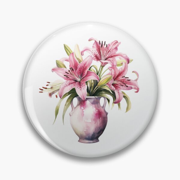 Item preview, Pink Lily Vase | Elegant Floral Aesthetic Art designed and sold by Mandayartstudio.