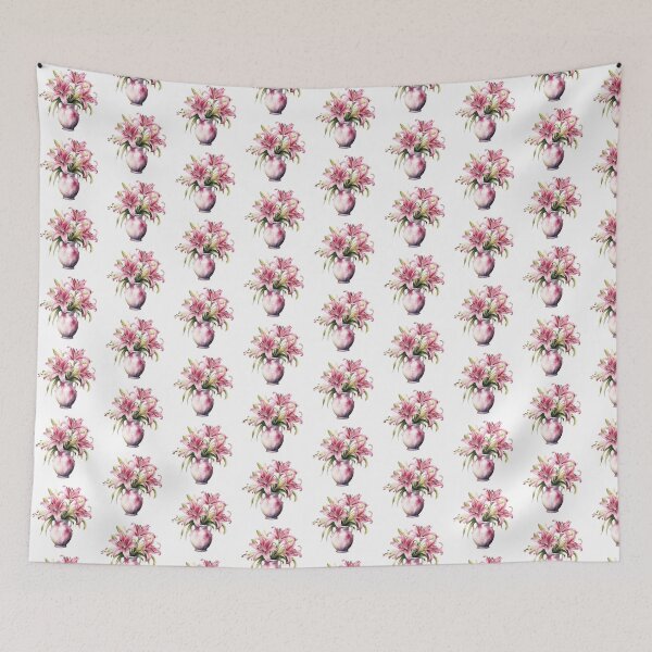 Item preview, Pink Lily Vase | Elegant Floral Aesthetic Art designed and sold by Mandayartstudio.