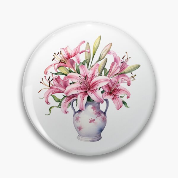 Item preview, Pink Lily Vase | Elegant Floral Aesthetic Art designed and sold by Mandayartstudio.