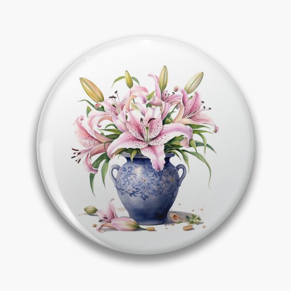 Item preview, Pink Lily Vase | Elegant Floral Aesthetic Art designed and sold by Mandayartstudio.