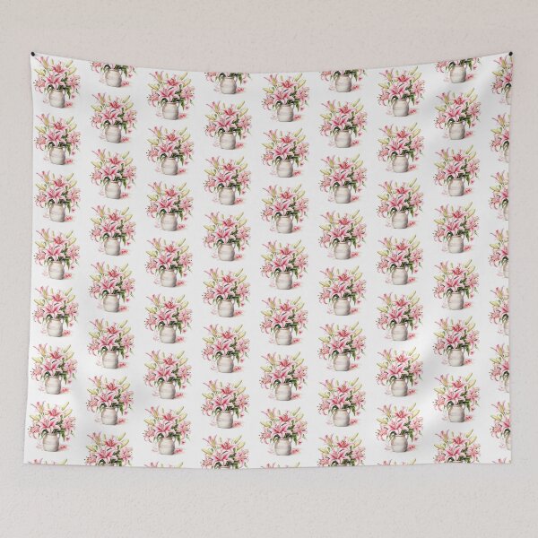 Item preview, Pink Lily Vase | Elegant Floral Aesthetic Art designed and sold by Mandayartstudio.