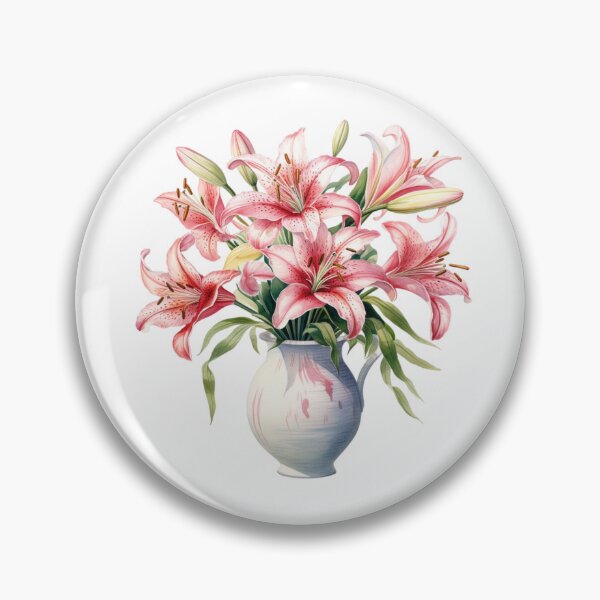 Item preview, Pink Lily Vase | Elegant Floral Aesthetic Art designed and sold by Mandayartstudio.