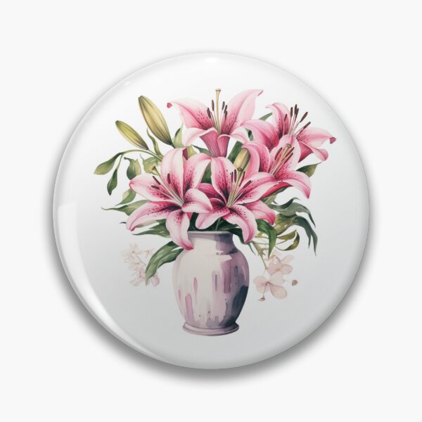 Item preview, Pink Lily Vase | Elegant Floral Aesthetic Art designed and sold by Mandayartstudio.