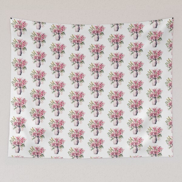 Item preview, Pink Lily Vase | Elegant Floral Aesthetic Art designed and sold by Mandayartstudio.