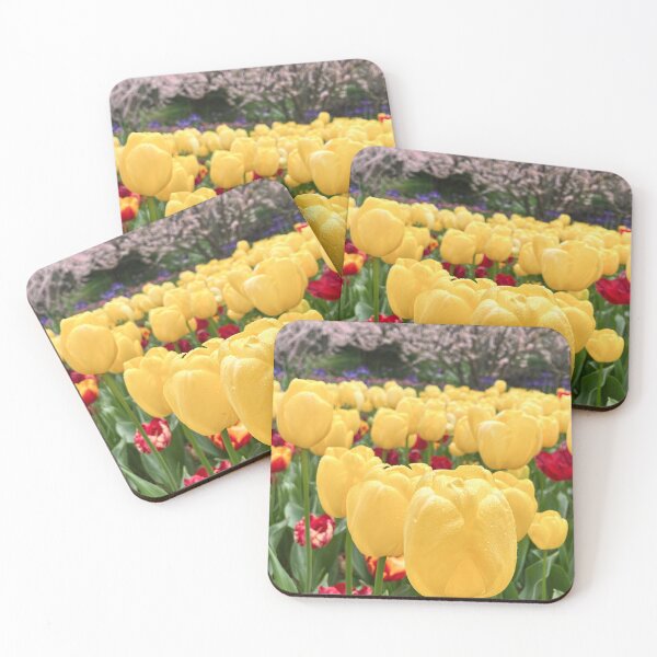 Item preview, Bright Yellow Tulips Beneath Beautiful Pink Cherry Blossom Trees designed and sold by Be Captured by Brittany Emma.