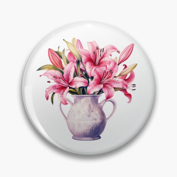 Item preview, Pink Lily Vase | Elegant Floral Aesthetic Art designed and sold by Mandayartstudio.