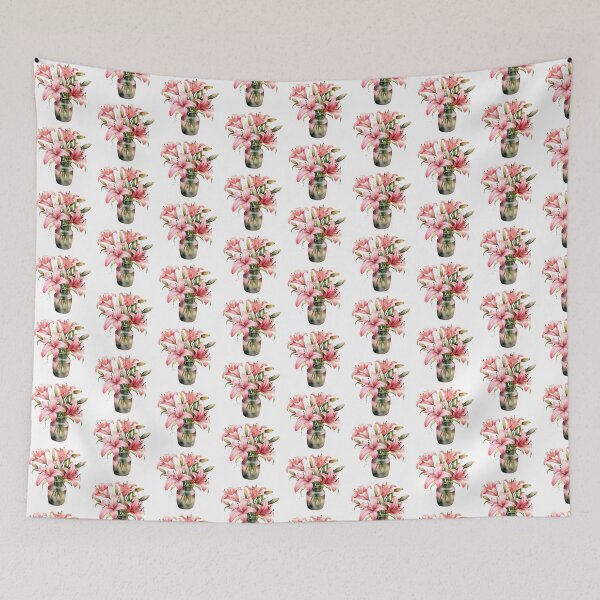 Item preview, Pink Lily Vase | Elegant Floral Aesthetic Art designed and sold by Mandayartstudio.