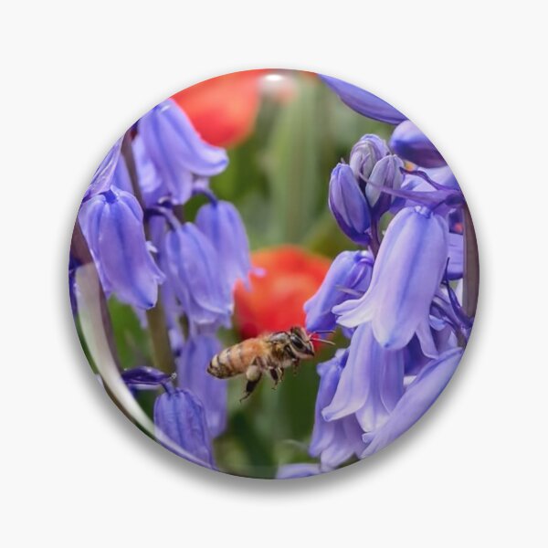 Item preview, Honeybee Flying Among Delicate Purple Spanish Bluebells designed and sold by Be Captured by Brittany Emma.