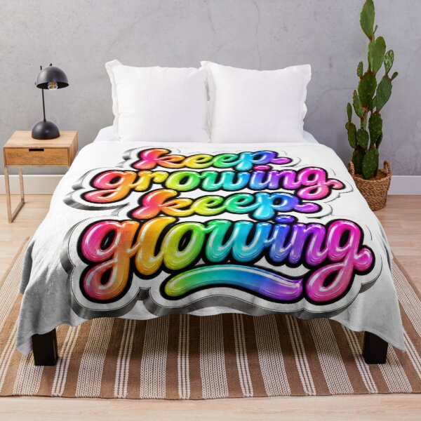 Item preview, Keep Growing Keep Glowing Chrome Rainbow Typography designed and sold by Moma B's.