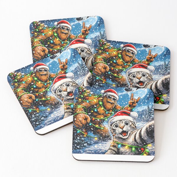 Item preview, Christmas Cat Selfie with Santa Bigfoot Christmas Tree Xmas  designed and sold by MaikSankts.