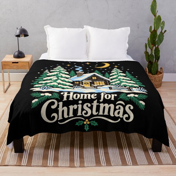 Item preview, Home for Christmas Snowy Cabin Winter Scene designed and sold by Uglyandcute.