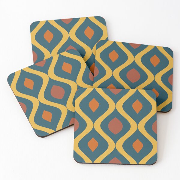 Item preview, Retro wavy shapes and waves - blue and gold designed and sold by jehb.creative.