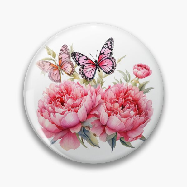 Item preview, Pink Peony Butterfly | Elegant Floral Aesthetic Art designed and sold by Mandayartstudio.