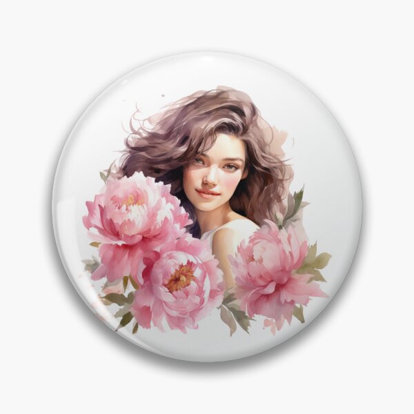 Item preview, Pink Peony Girl | Elegant Floral Aesthetic Art designed and sold by Mandayartstudio.