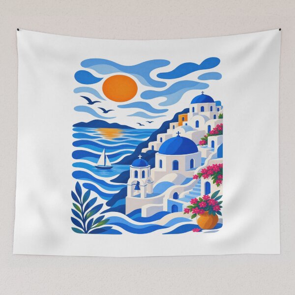 Item preview, Santorini Greece Sunset Landscape designed and sold by adlkh.