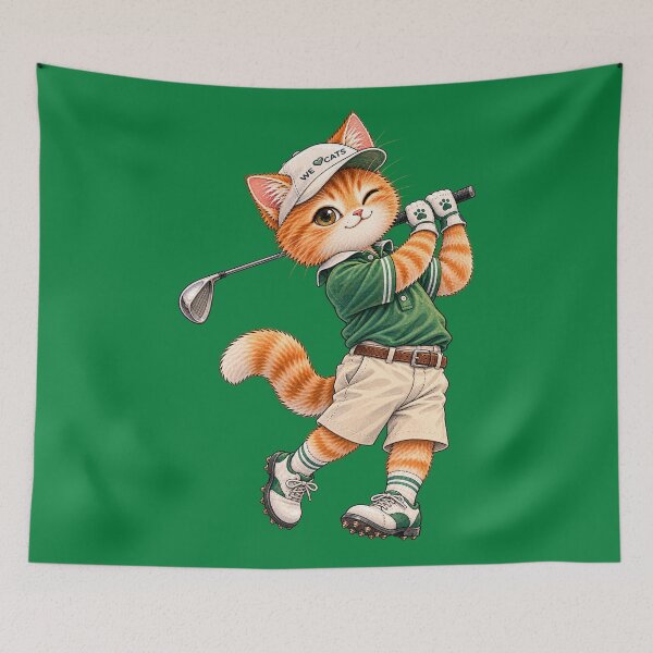 Item preview, Cute Pro Golf Kitten - Watercolor Cat Golfer Illustration designed and sold by WeLoveCatss.