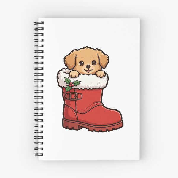 Aperçu de l'œuvre Puppy in Christmas Boot Sticker — Cute Dog Holiday Gift créée et vendue par TMS-Studio.