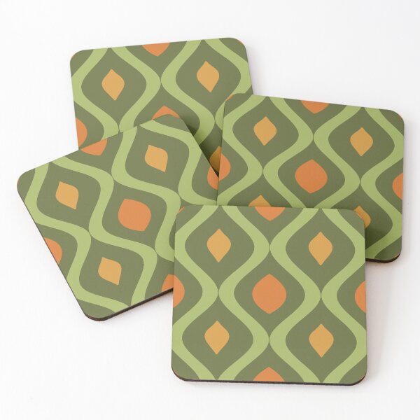 Item preview, Retro wavy shapes and waves - Green and Orange designed and sold by jehb.creative.