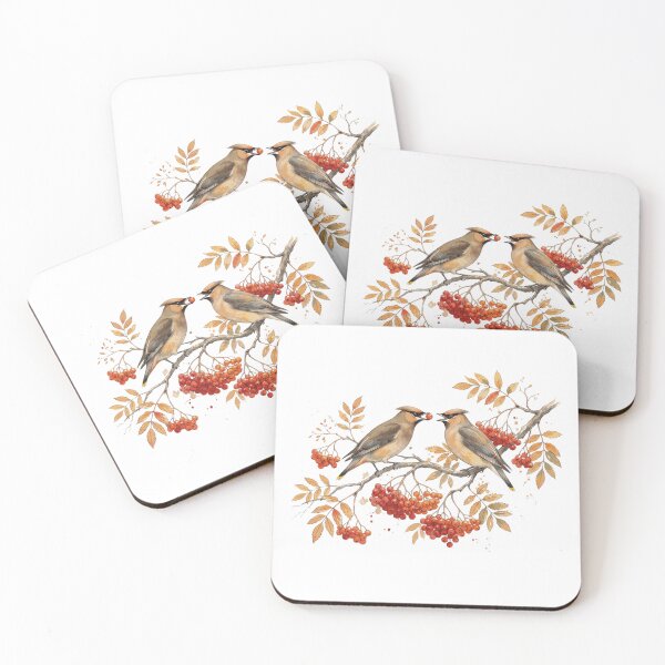 Item preview, Cedar Waxwings Sharing Berry designed and sold by Tiffany Roy.