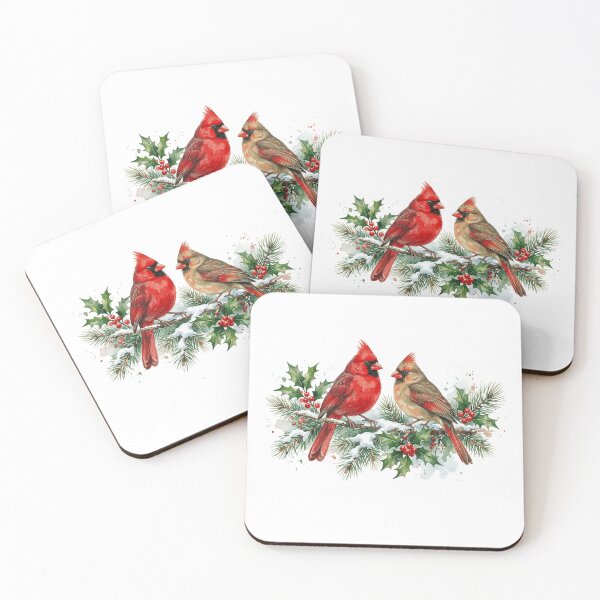 Item preview, Cardinal Pair Holly Branch designed and sold by Tiffany Roy.