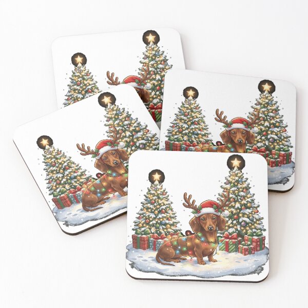 Item preview, Dachshund Dog Santa Hat Reindeer Christmas Lights Essential T-Shirt designed and sold by E-Capoeira shop.