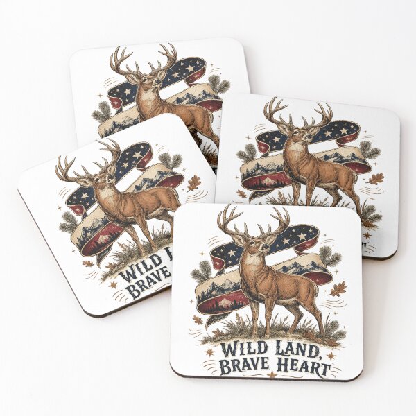 Item preview, Majestic Whitetail Buck Vintage Hunting Wildlife Wild Land Brave Heart Art designed and sold by inkoutninja.