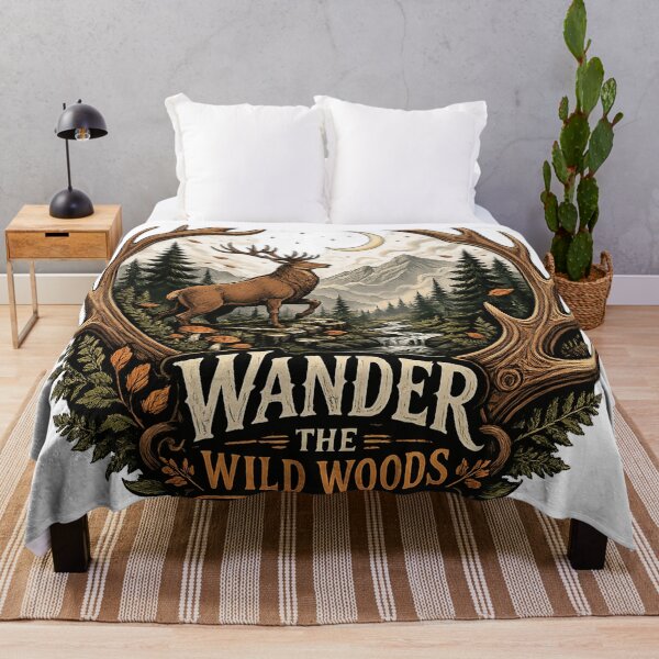 Item preview, Majestic Stag Deer Mountain Forest Vintage Nature Wander the Wild Woods Art designed and sold by inkoutninja.