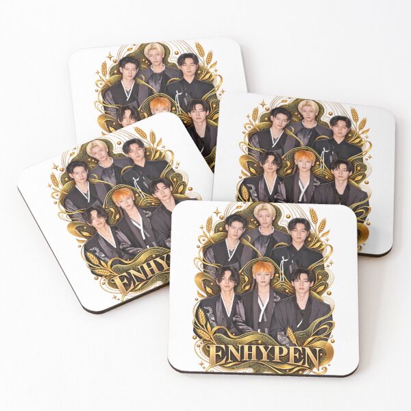 Item preview, ENHYPEN Black Gold Ornamental Group Portrait Art designed and sold by Valeree Store.