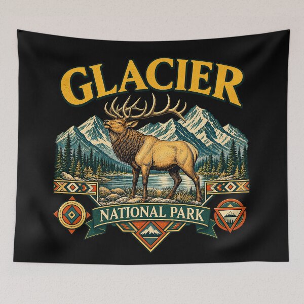Item preview, Glacier National Park Elk Mountain Wildlife Scene designed and sold by lcnsdjstrtry.