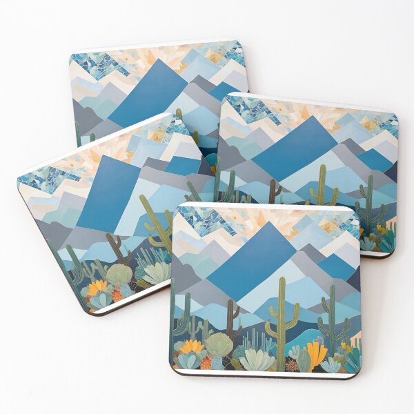Item preview, Blue Desert Geometry – Southwest Mountain Art designed and sold by tambanow.