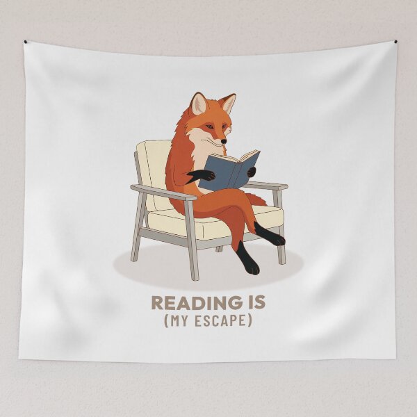 Item preview, Red Fox Reading Book in Vintage Aesthetic designed and sold by COZY VINTAGE animal.