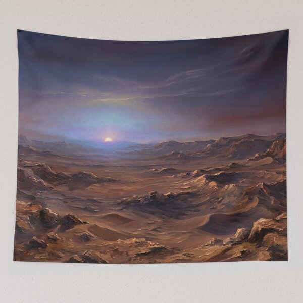 Item preview, Sunset on Mars Martian Landscape Oil Painting designed and sold by JonelleTshirts.